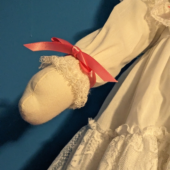 Rabbit vintage doll rabbit adorable with no face beautiful dress - Picture 5 of 10